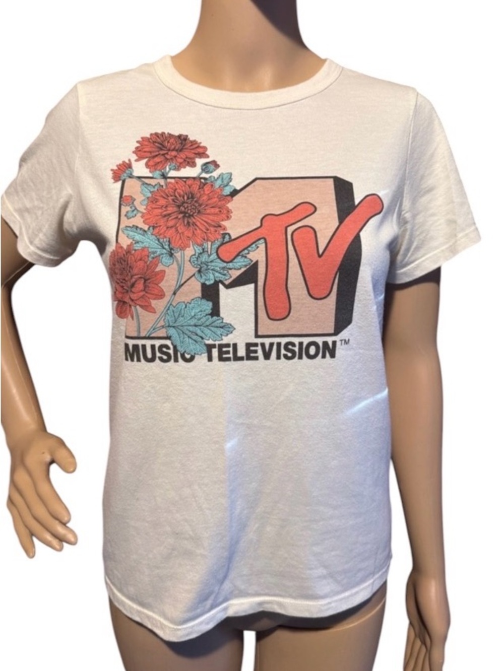💰BOGO FREE MTV Floral Logo T Shirt Top